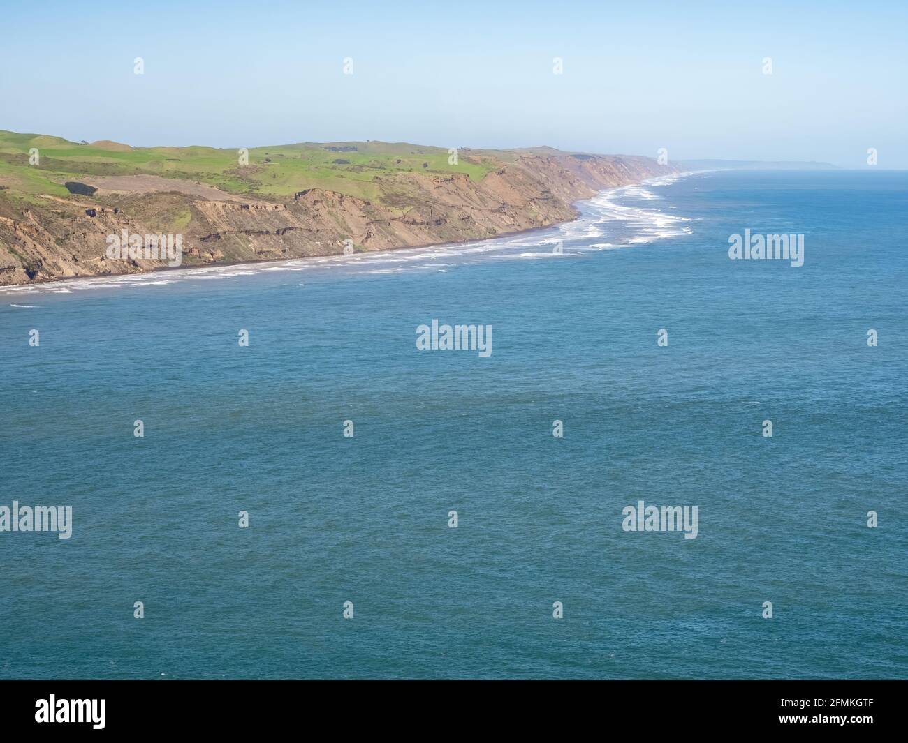 South Head of Manukau harbour entrance from Whatipu beach Stock Photo