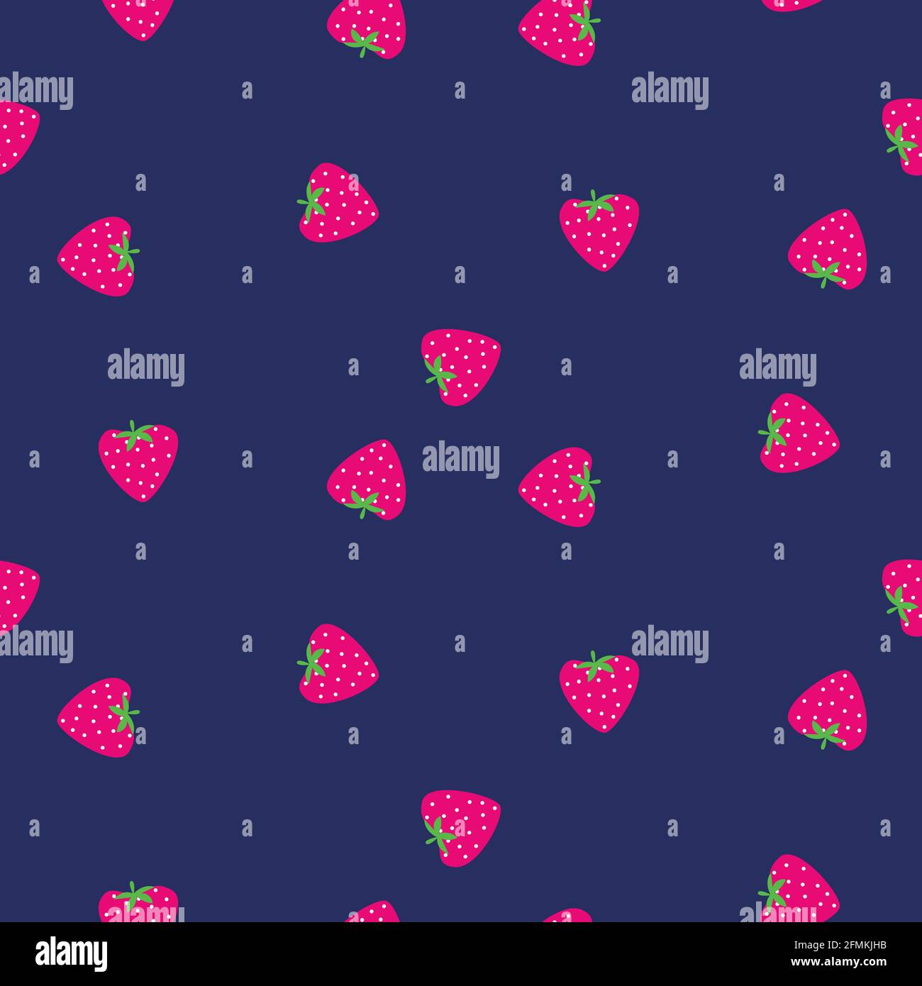 Strawberry seamless fruit vector pattern. Berry background for print. Stock Vector