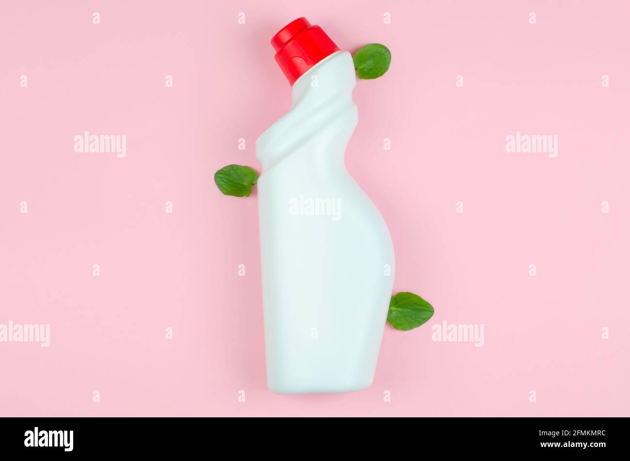 Ecofriendly cleaning products with natural ingredients. White bottle