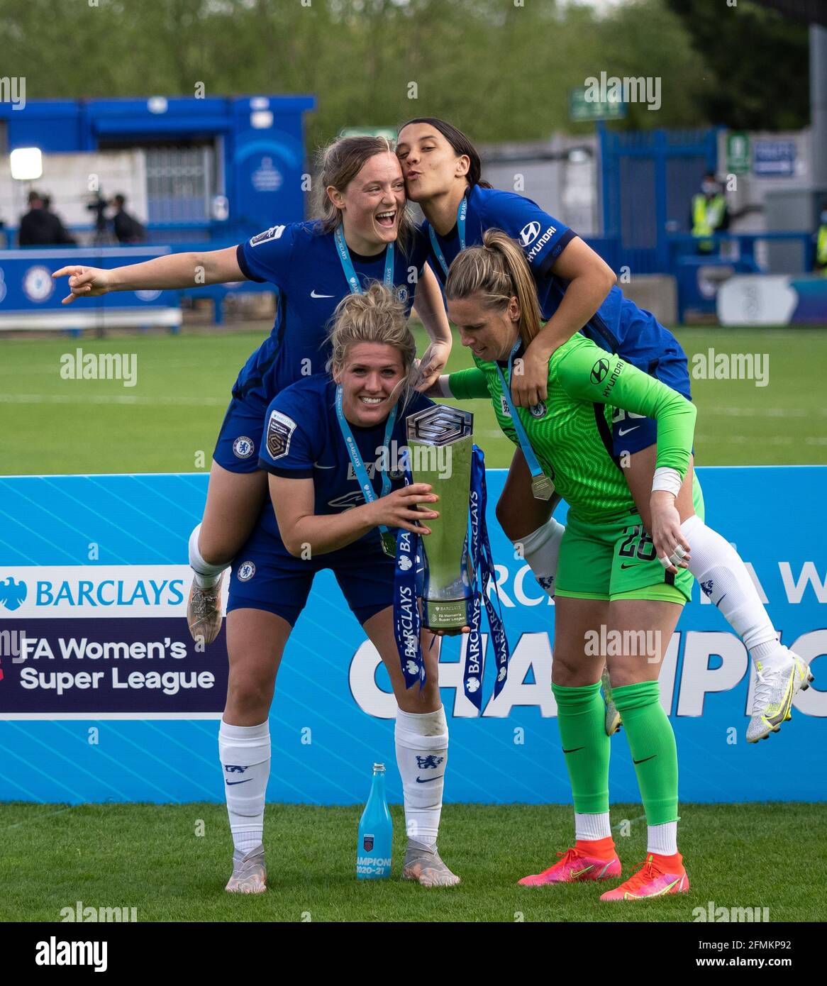 Kingston, UK. 09th May, 2021. Millie Bright, Erin Cuthbert, Goalkeeper Carly Telford & Sam Kerr