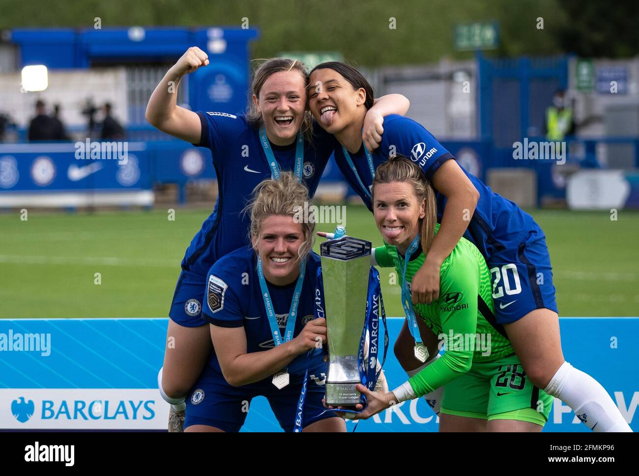 Kingston, UK. 09th May, 2021. Millie Bright, Erin Cuthbert, Goalkeeper Carly Telford & Sam Kerr