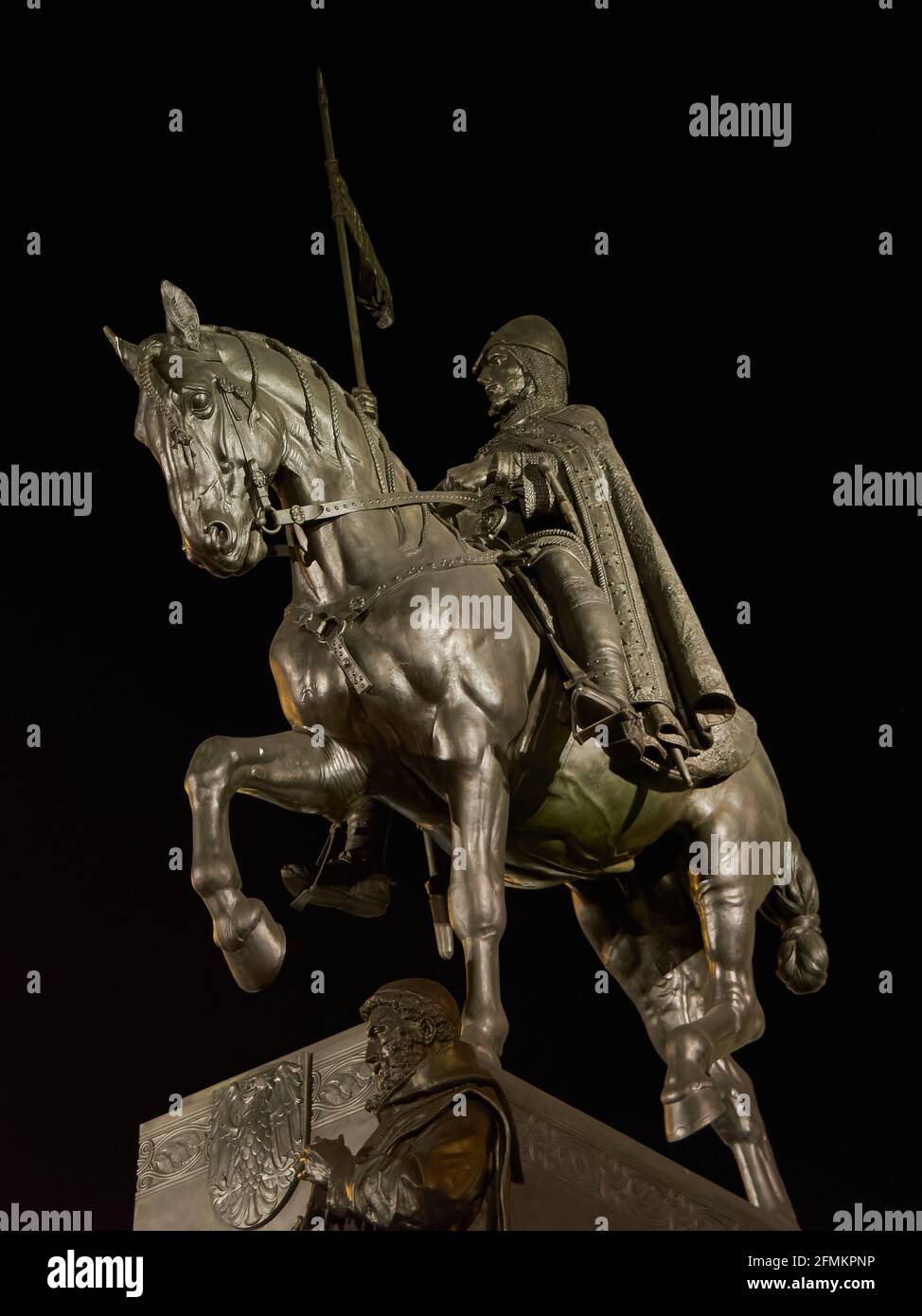 The statue of St Wenceslas in Wenceslas Square in Prague Stock Photo