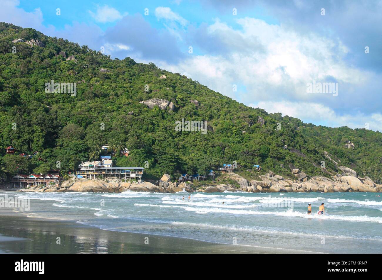 View of Haad Rin Beach before the full moon party on the island of Ko Pha-ngan, Thailand Stock Photo