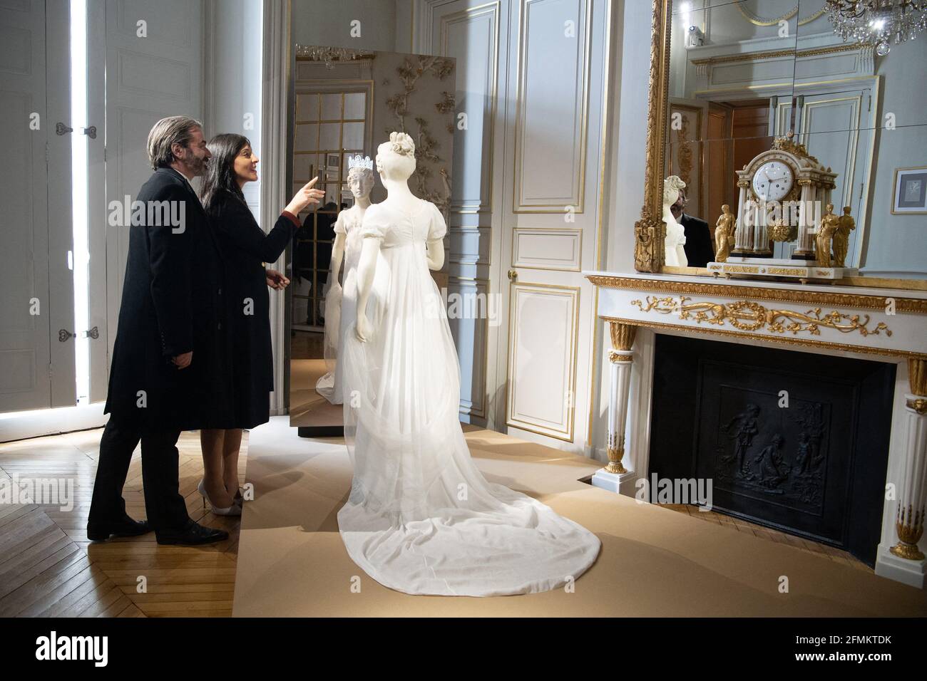Prince Joachim Murat and his wife princess Yasmine visit the exhibition  JOSEPHINE NAPOLEON une histoire (EXTRA)ORDINAIRE at Chaumet Paris, on May  5, 2021 in Paris, France.The exhibition from May 8 to July
