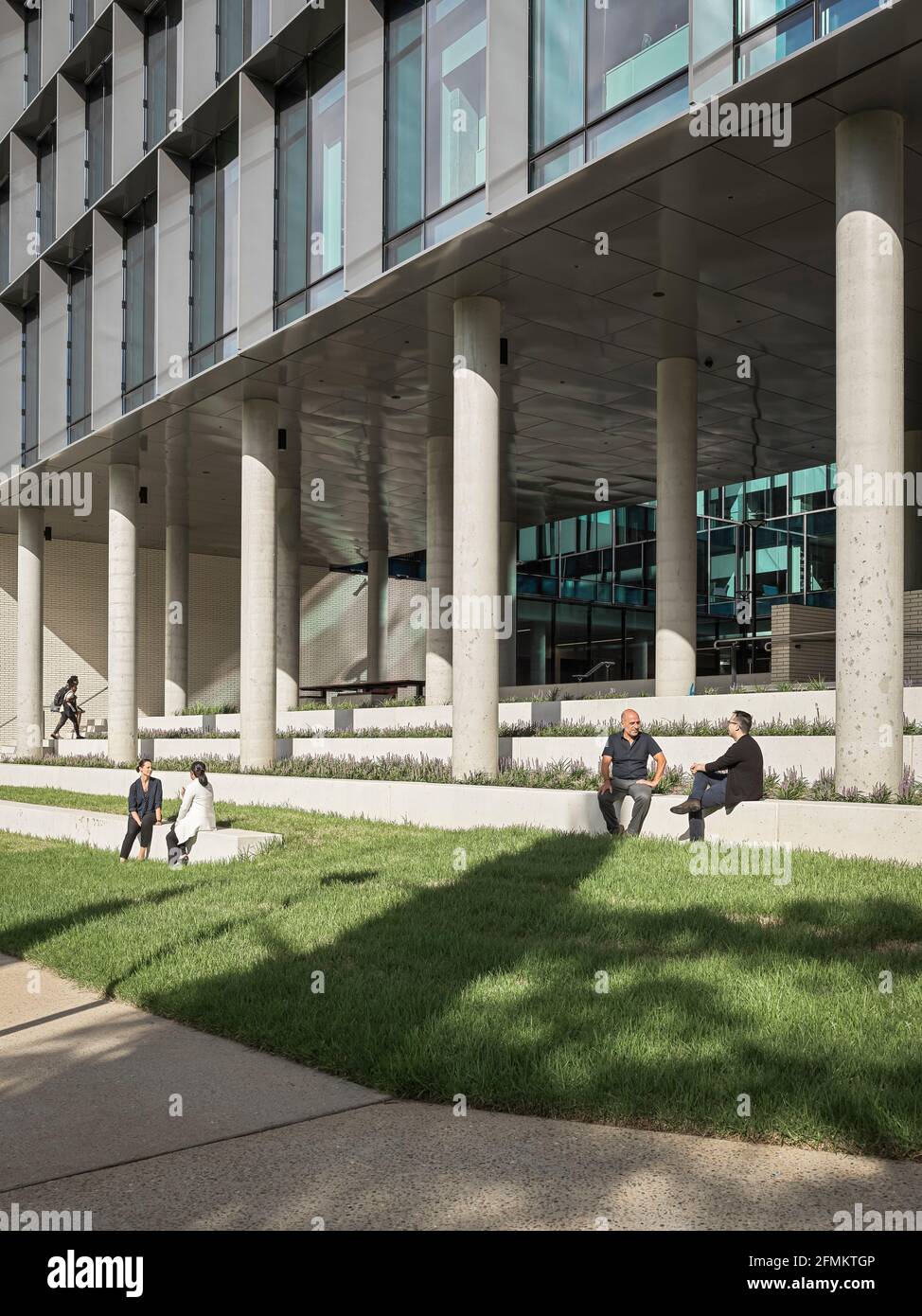 Bleachers beneath building canopy. ANU Research School of Social