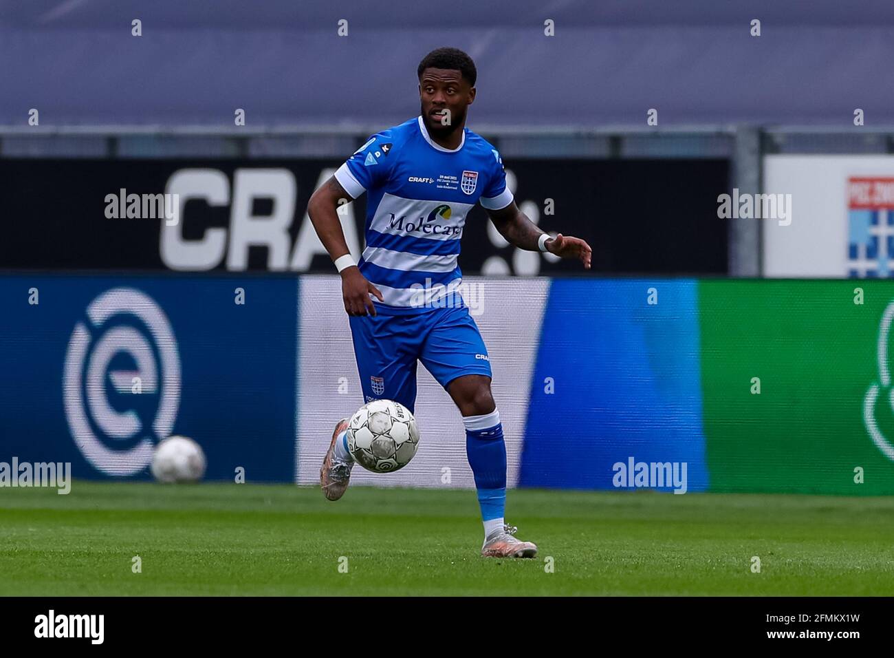 ZWOLLE, NETHERLANDS - MAY 9: Kenneth Paal of PEC Zwolle during the Dutch Eredivisie match between PEC Zwolle and ADO Den Haag at MAC3Park Stadion on M Stock Photo