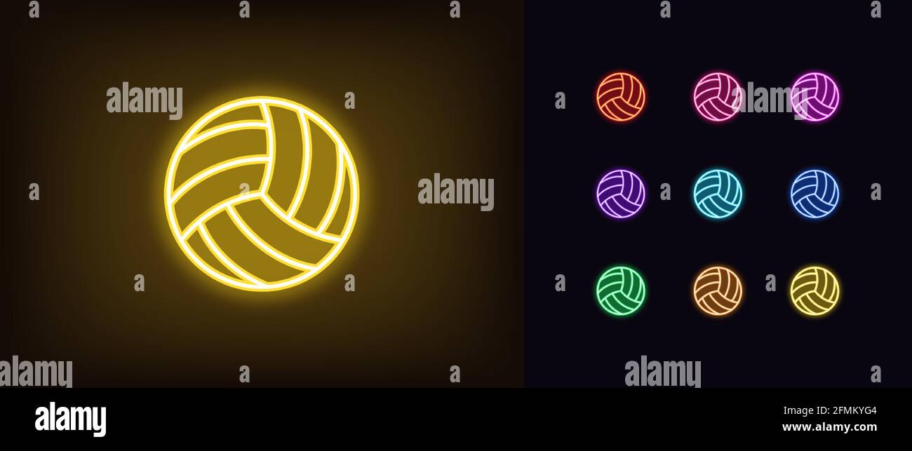 Neon volley ball icon