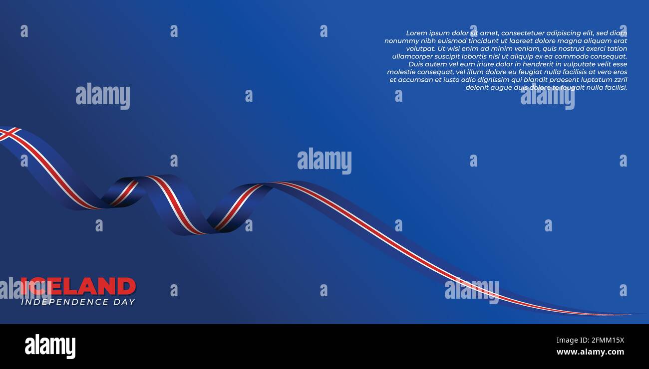 Iceland independence Day design with Iceland flag ribbon design. good ...