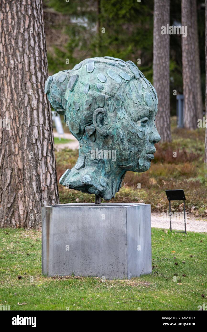 Assemble. A sculpture by Lionel Smit (2016) in the garden of Didrichsen Art Museum in Kuusisaari district of Helsinki, Finland. Stock Photo