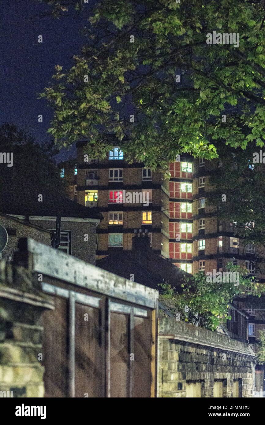 Upton Park at night, London, England Stock Photo