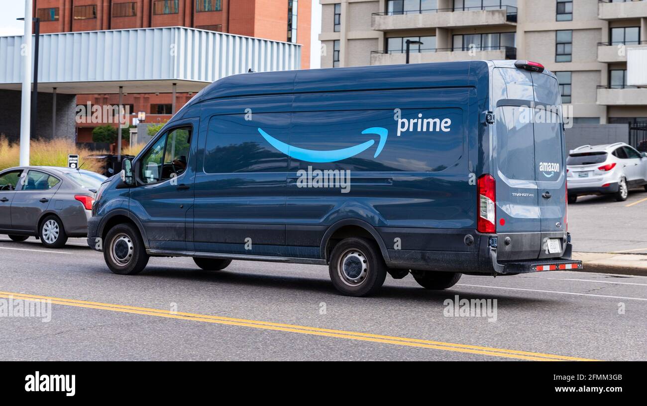 Memphis, TN - September 3, 2020: Amazon delivery van with the Amazon Prime logo in Memphis, TN Stock Photo