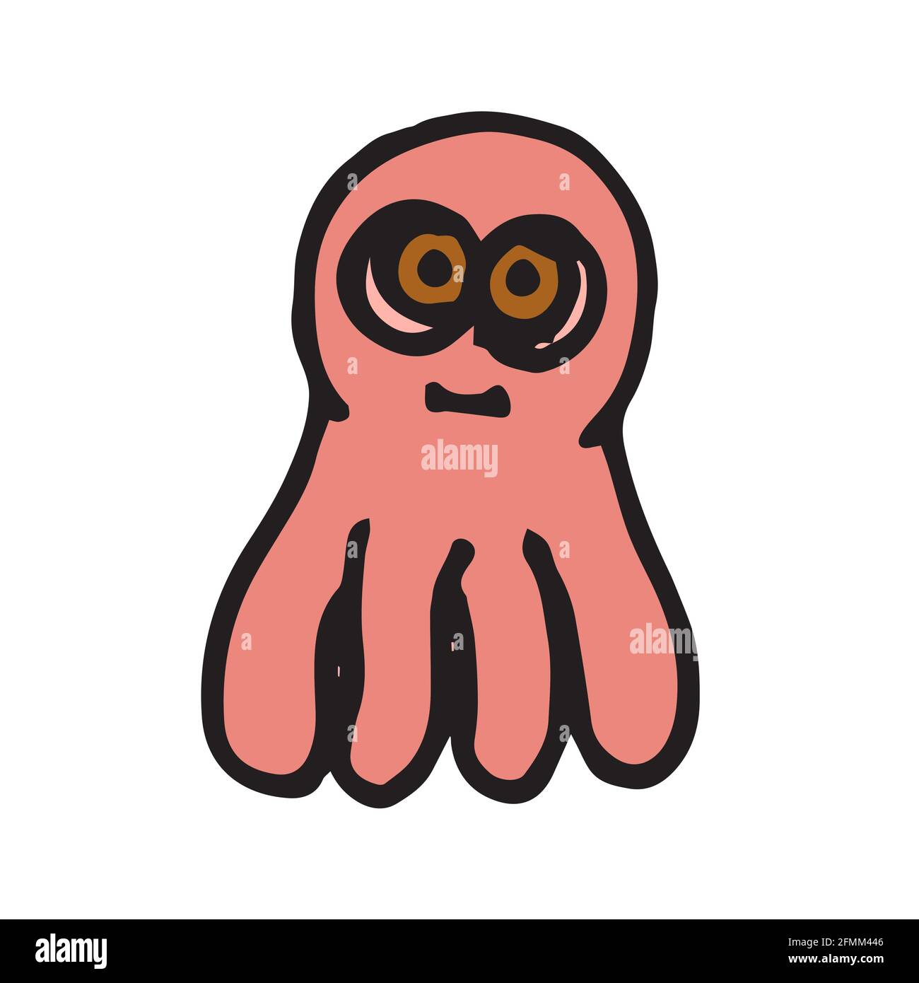 Octopus. illustration. Cartoon sketch style. Hand outline drawing cheerful  funny underwater animal. vector Stock Vector Image & Art - Alamy