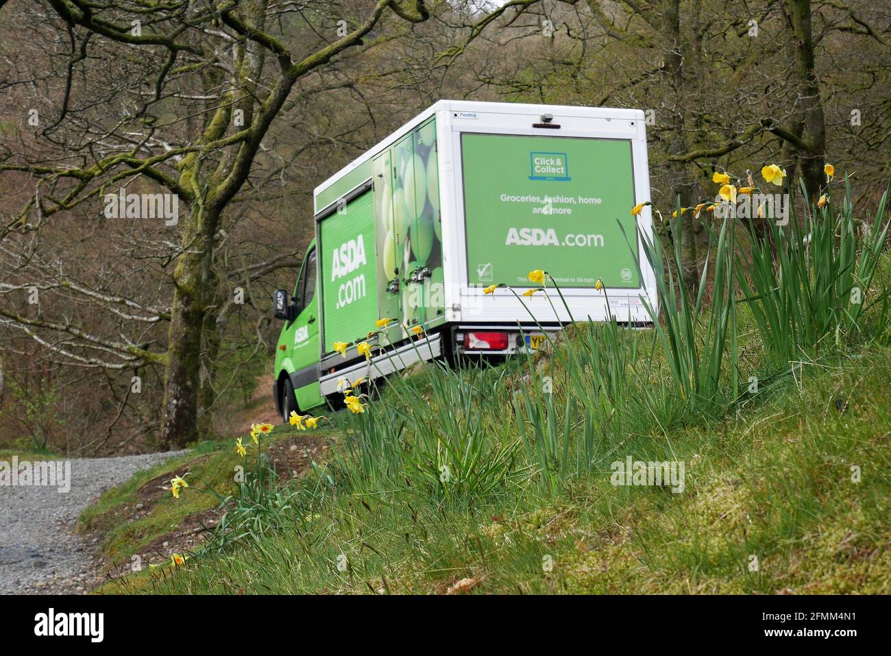 Asda Home Delivery Van, Ullswater, Lake District National Park, Cumbria, England, United Kingdom Stock Photo
