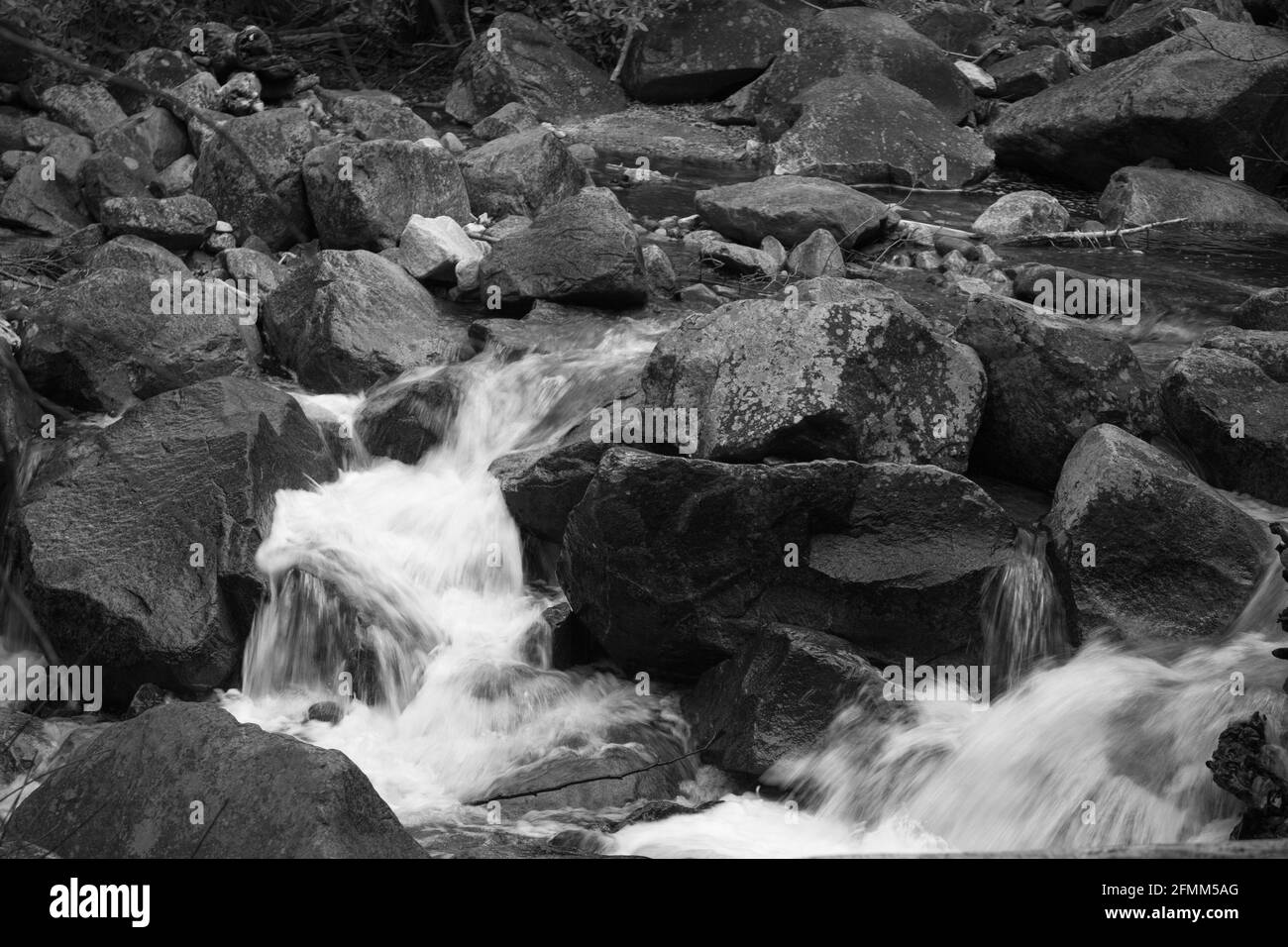 Cascading Stream in Black and White Stock Photo