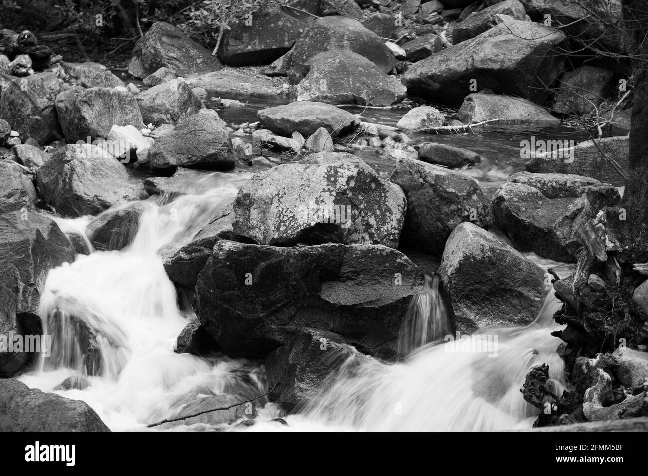 Cascading Stream in Black and White Stock Photo