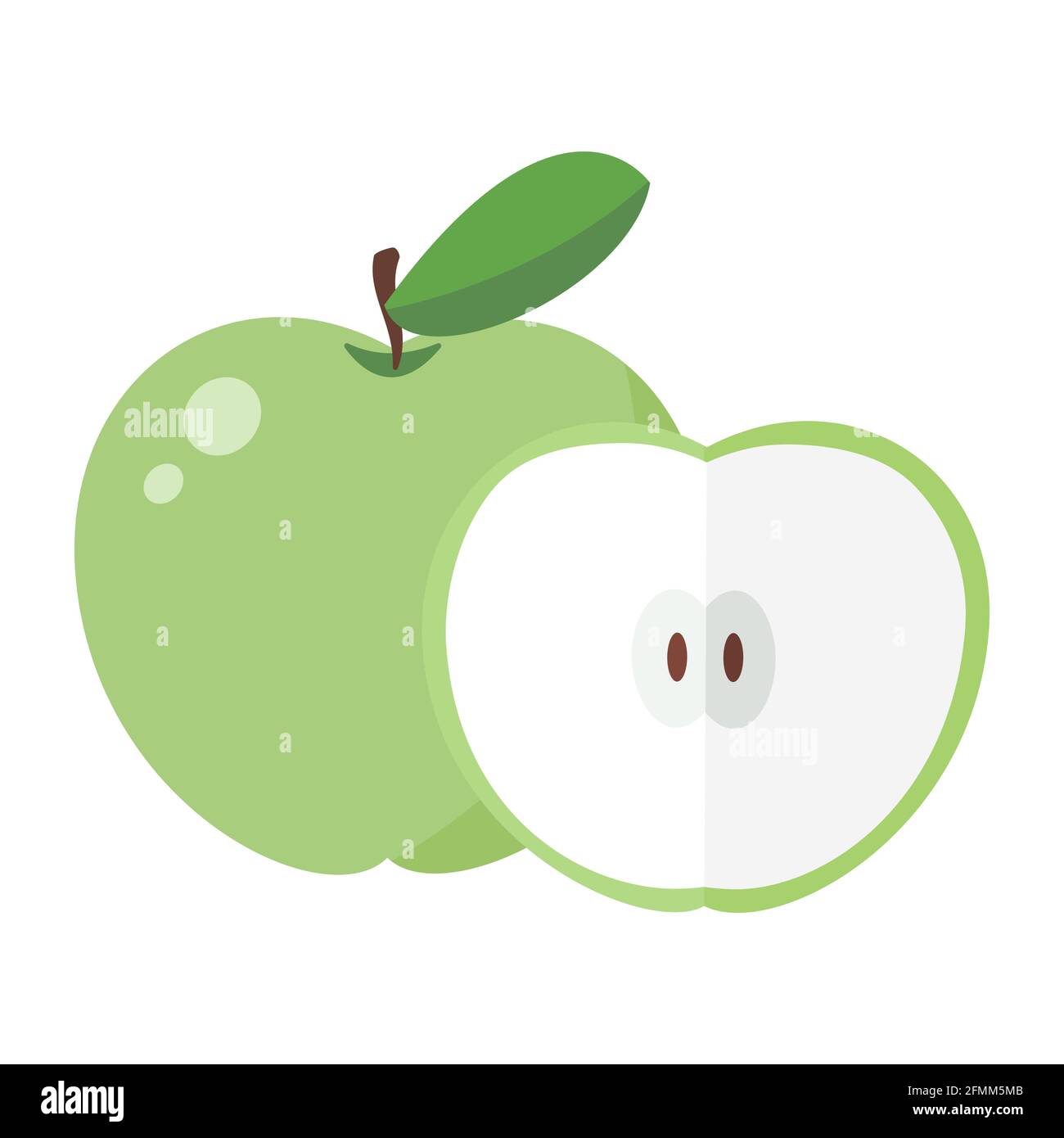Cartoon vector illustration isolated object fresh fruit green apple ...