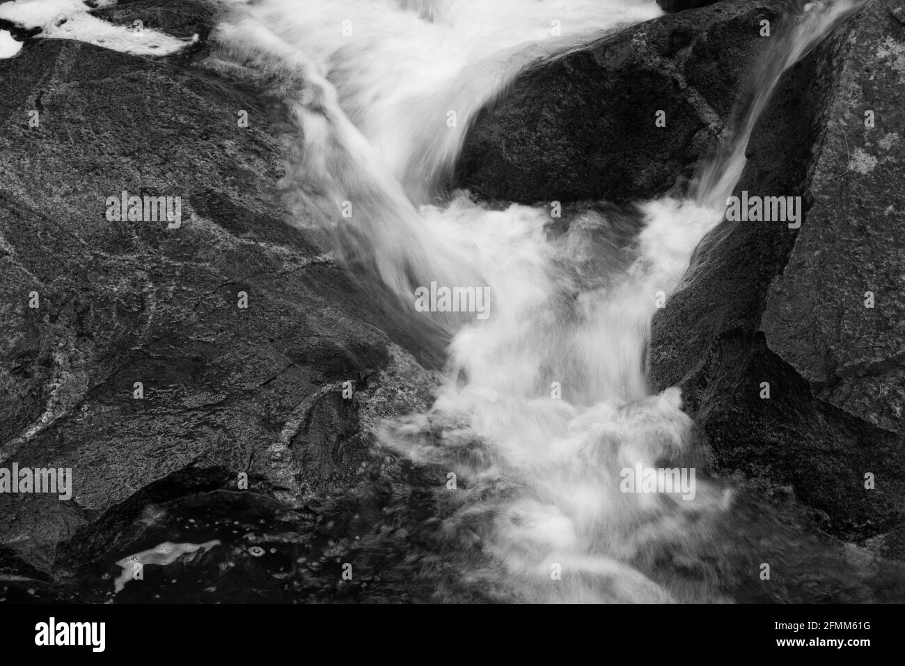 Cascading Stream in Black and White Stock Photo