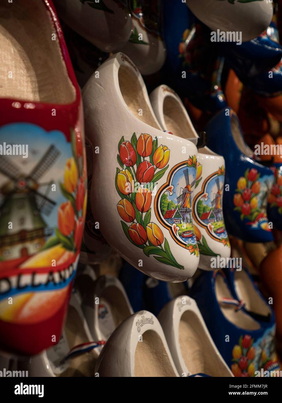 A selection of traditional typical dutch footwear Klompen Klomp clog shoes in Zaanse Schans