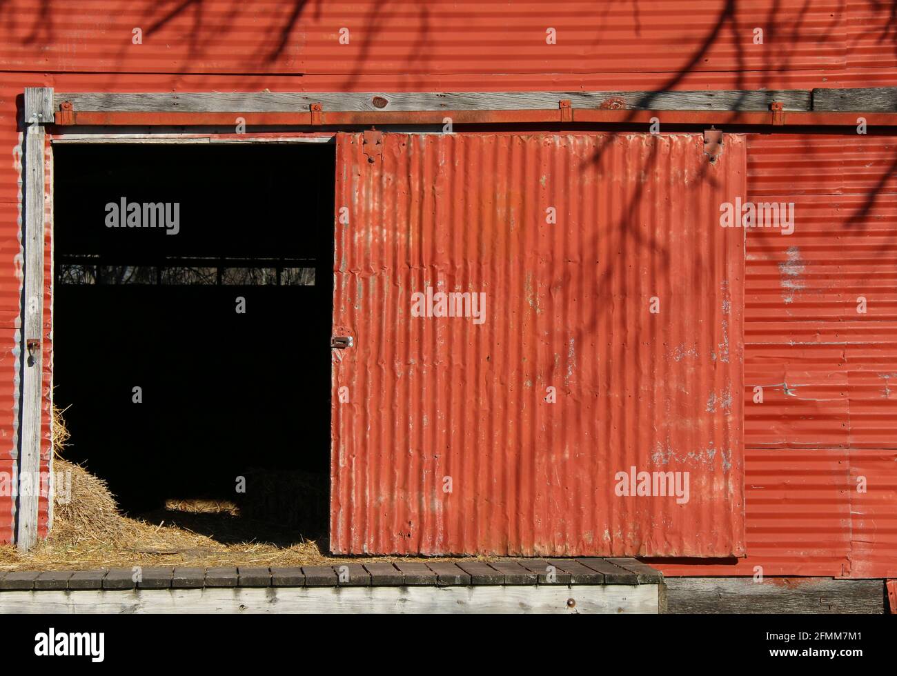 Old Barn Half Open Door Stock Photo 1007441737