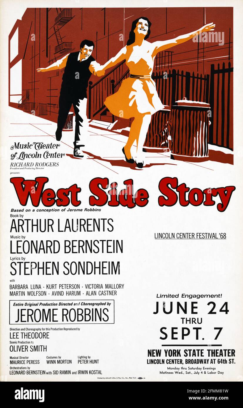 West Side Story. Music Theatre. Theatre poster, vintage style. New York  State Theater Stock Photo - Alamy