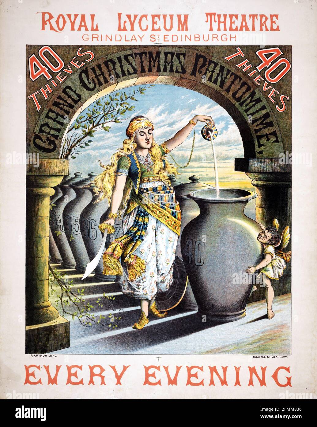 40 Thieves – Weir Collection – Grand Christmas Pantomime. Theatre poster, vintage style. Royal Lyceum Theatre. Stock Photo