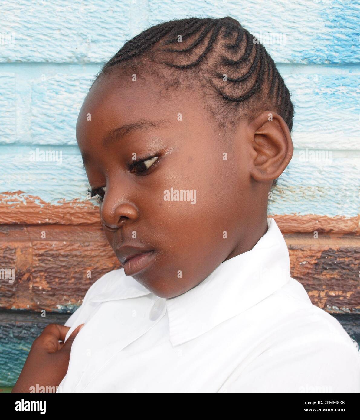 Black Hair: Informal portraits of schoolchildren at Summerfield Primary School in Durban, South Africa. Stock Photo