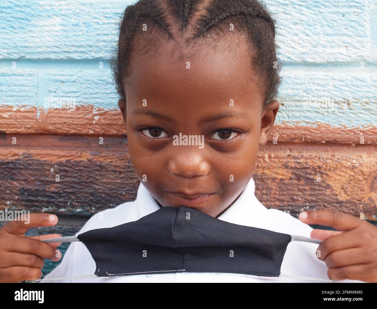 Black Hair: Informal portraits of schoolchildren at Summerfield Primary School in Durban, South Africa. Stock Photo
