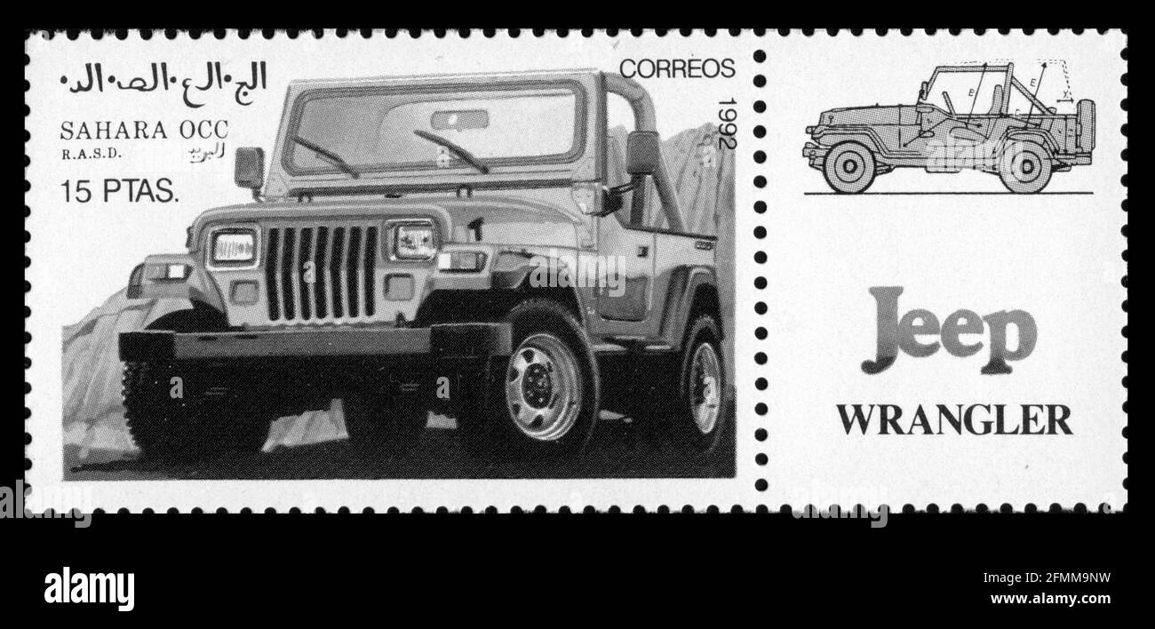 Stamp print in Sahara Jeep Stock Photo Alamy