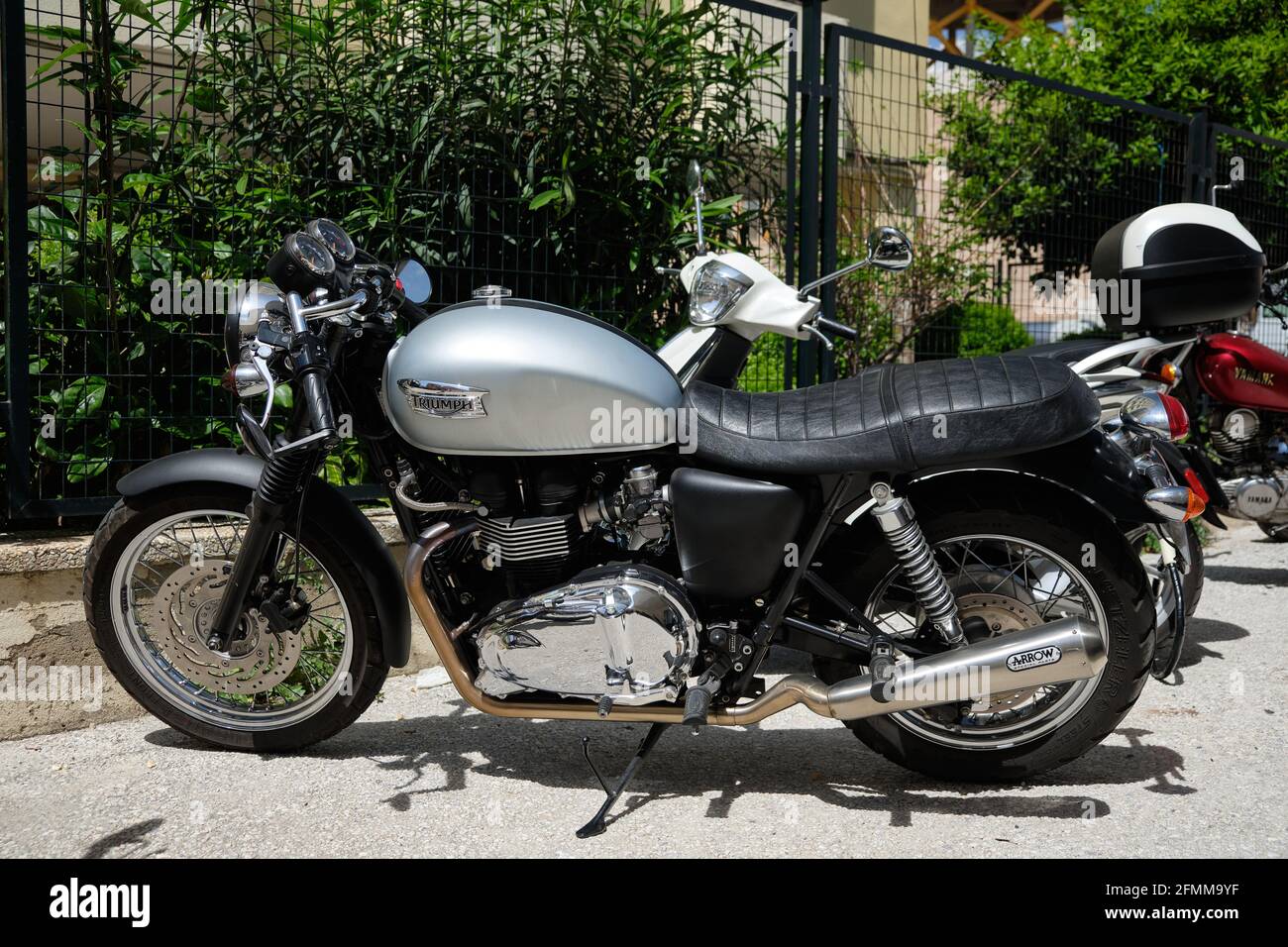 Triumph Bonneville motorcycle parked in Malaga. Spain Stock Photo Alamy