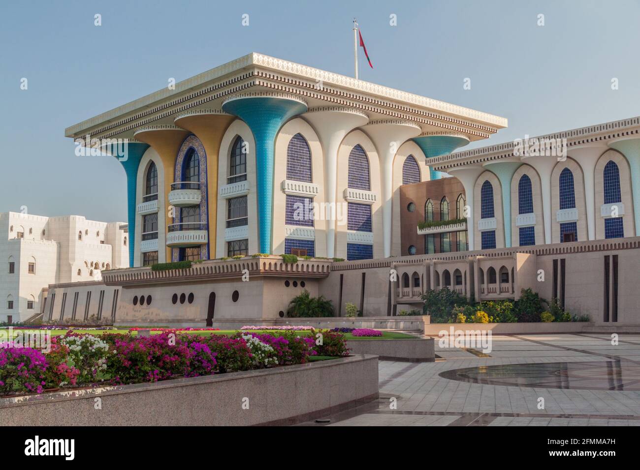 Al Alam palace ceremonial palace of Sultan Qaboos in Muscat, Oman Stock Photo