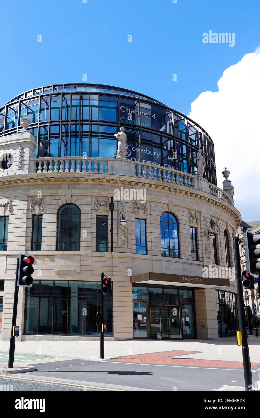 The Majestic Building in the city centre of Leeds, the new home of Channel 4 in Leeds, West Yorkshire. It has recently been completely refurbished. Stock Photo