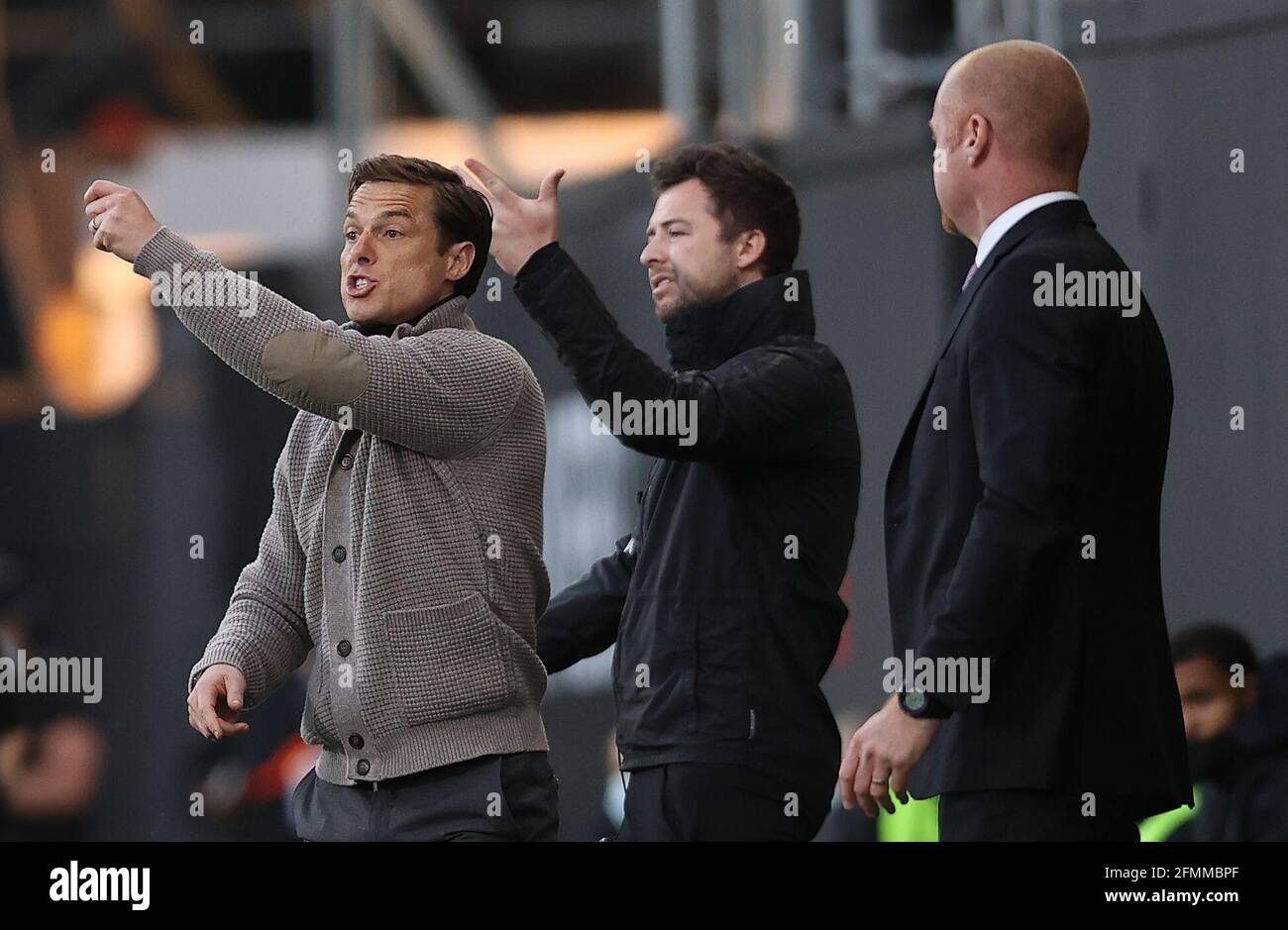 Fulham manager Scott Parker on the touchline during the Premier League match at Craven Cottage, London. Picture date: Monday May 10, 2021. Stock Photo