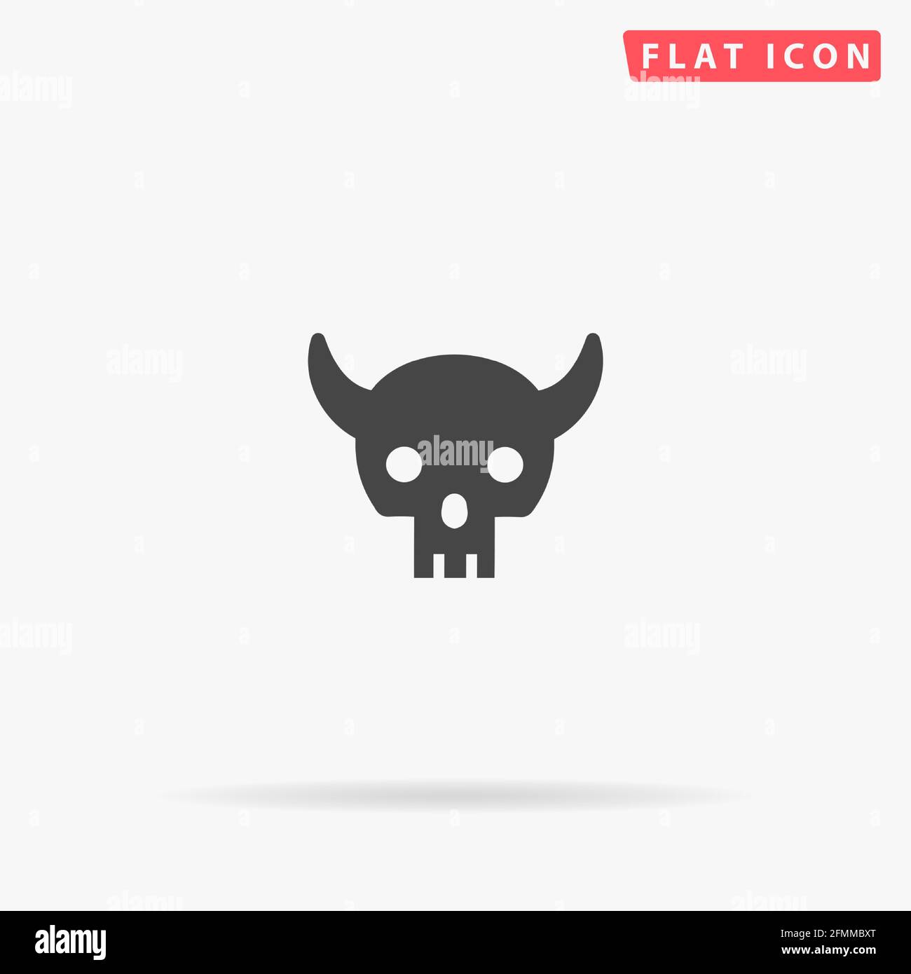 Demon Skull flat vector icon. Hand drawn style design illustrations. Stock Vector