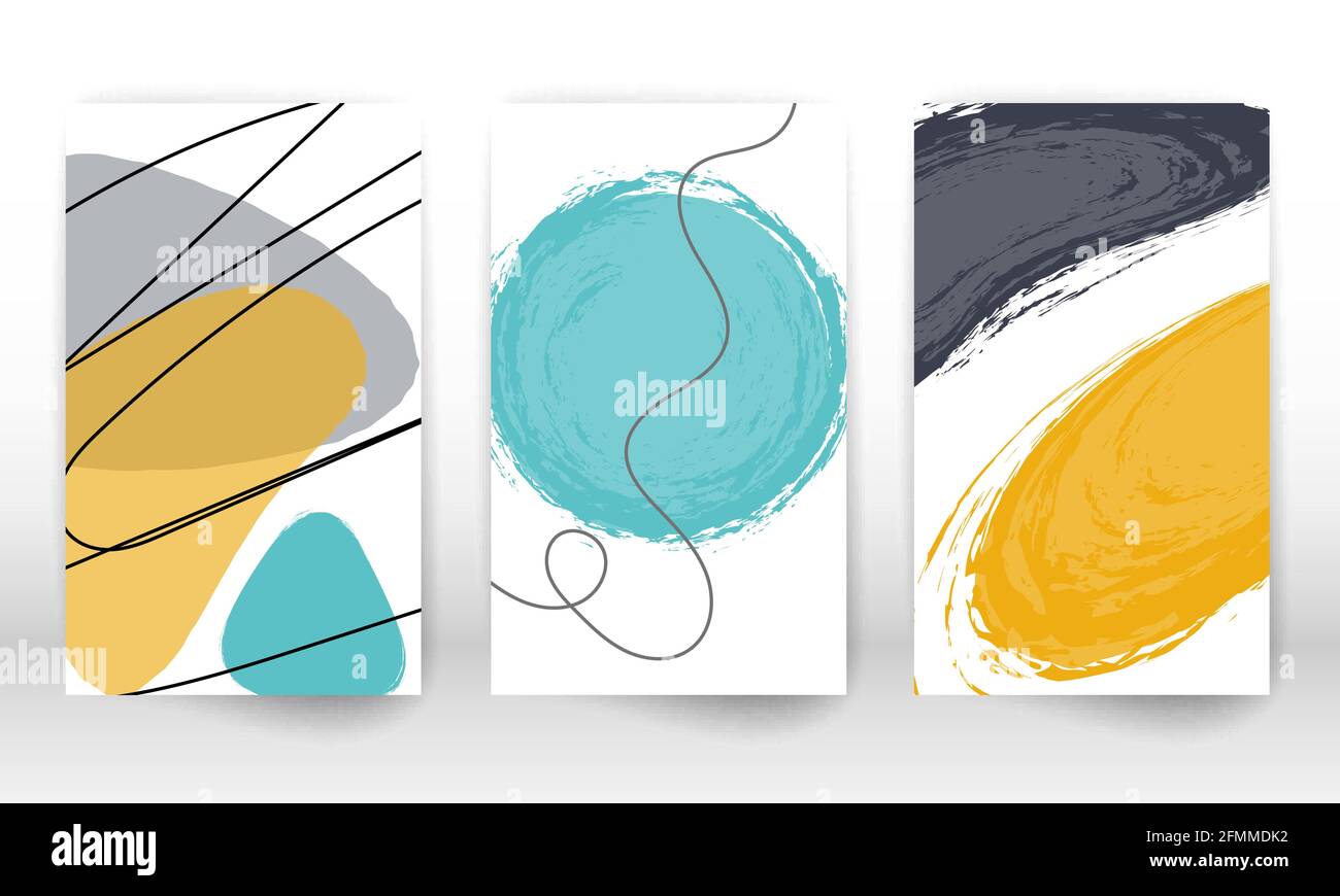 Set of geometric shapes. Hand drawn watercolor effect design elements ...