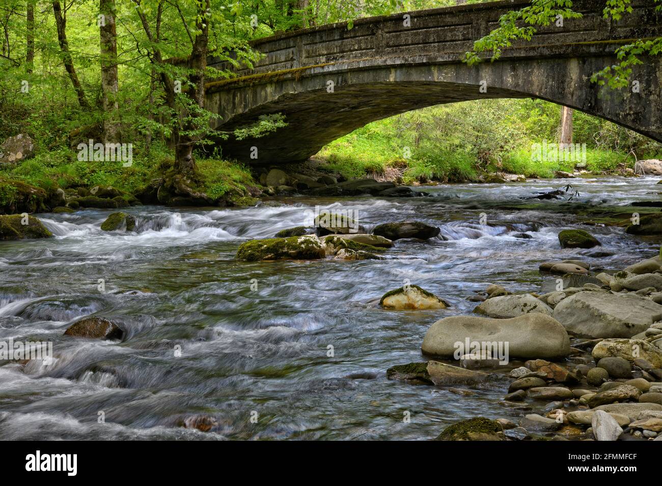 Bridge at Smokemont, Great Smoky Mountains National Park, North Carolina Stock Photo