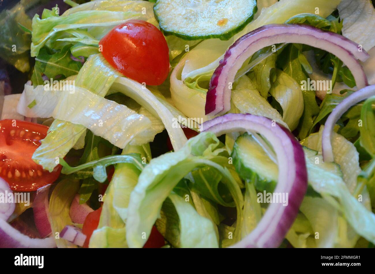 mixed fresh salad bowl, side dish for summer menu Stock Photo