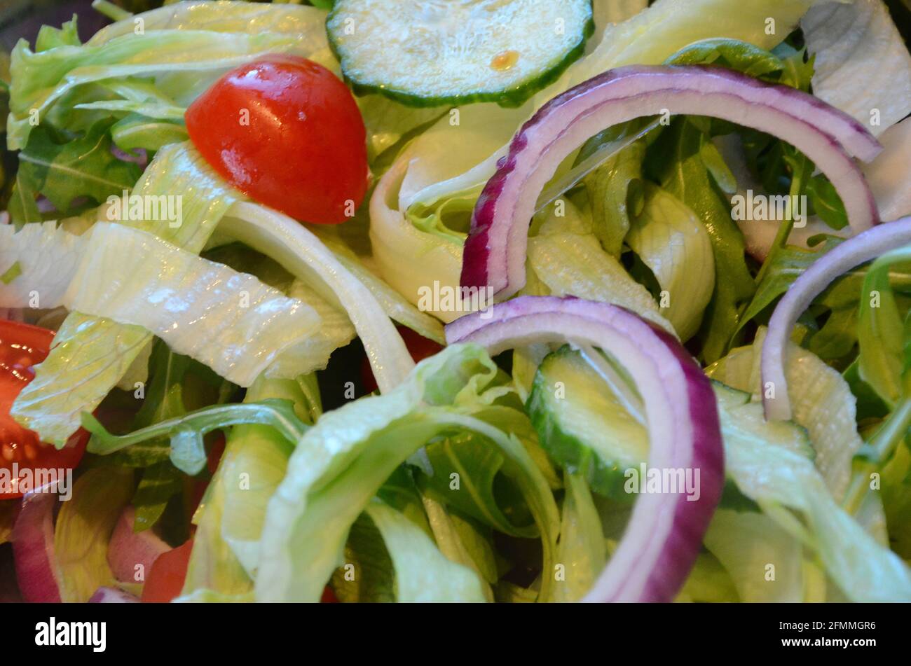 mixed fresh salad bowl, side dish for summer menu Stock Photo