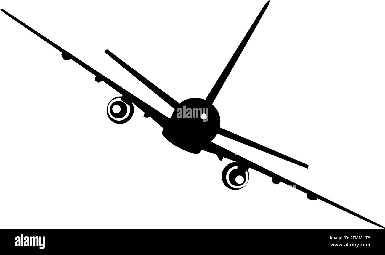 Silhouette passenger aircraft on a white background Stock Vector Image ...