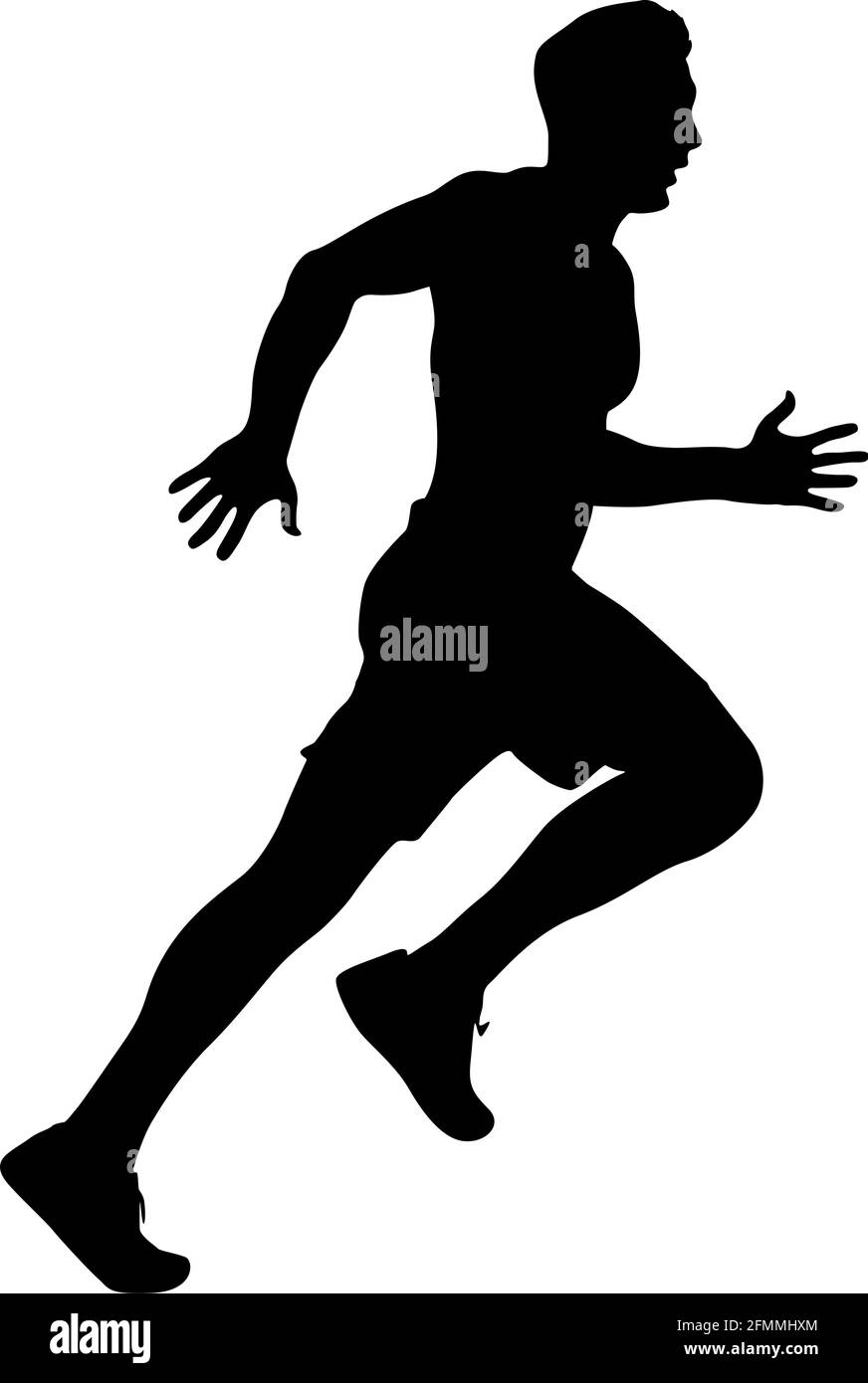 Black Silhouettes Runners sprint men on white background Stock Vector ...