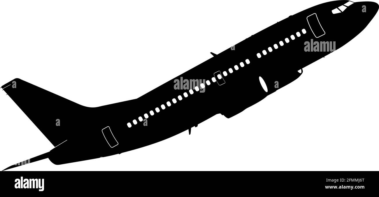 Silhouette passenger aircraft on a white background Stock Vector Image ...