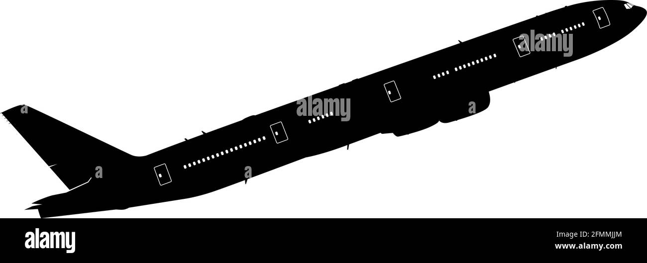 Silhouette passenger aircraft on a white background Stock Vector Image ...