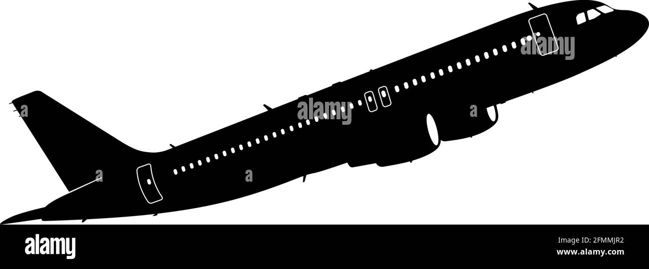 Silhouette passenger aircraft on a white background Stock Vector Image ...