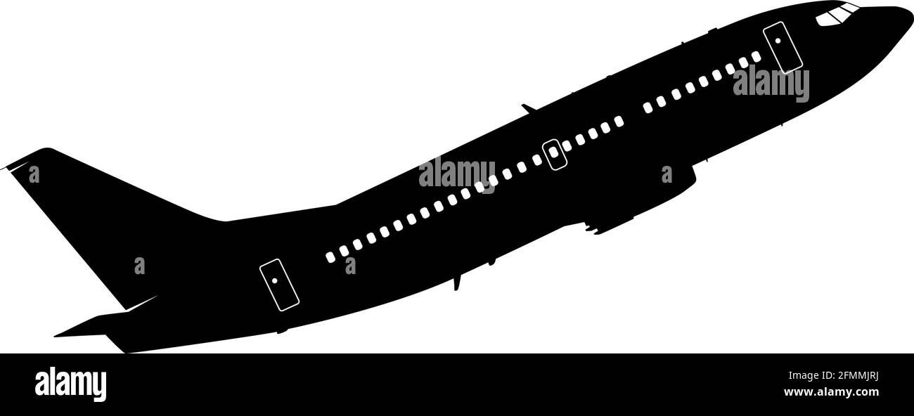 Silhouette passenger aircraft on a white background Stock Vector Image ...