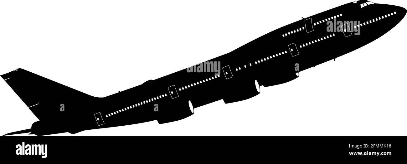 Silhouette passenger aircraft on a white background Stock Vector Image ...