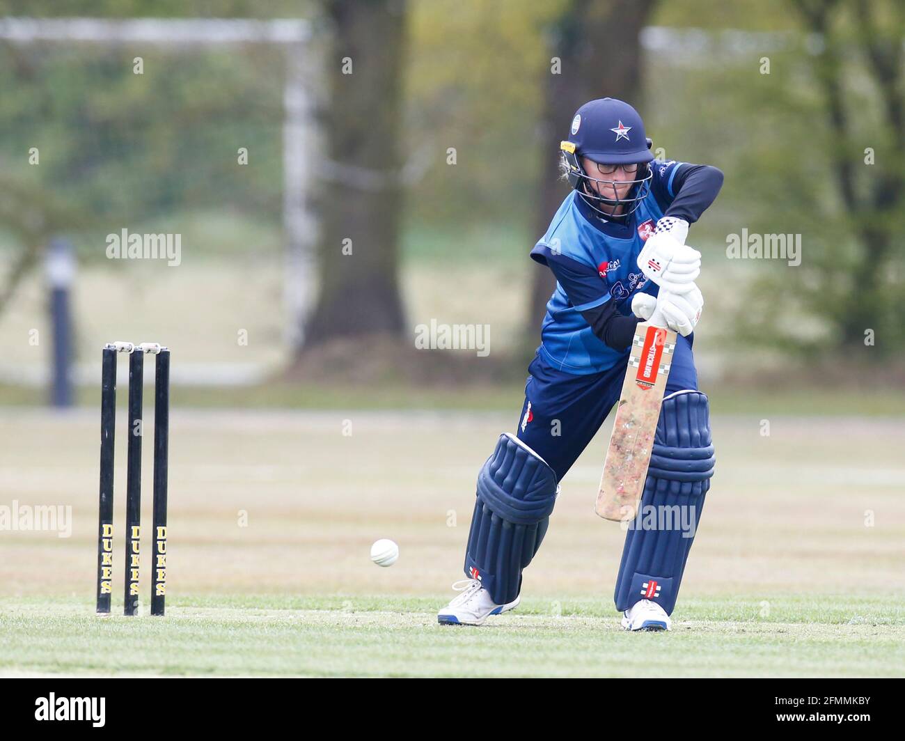 CHIGWELL, United Kingdom, MAY 01: Susie Rowe of Kent Women  during Women London Championship between Essex CCC and Kent CCC at Chigwell School, Chigwe Stock Photo