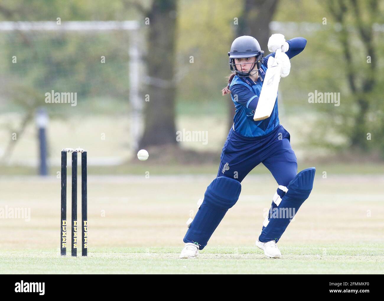 CHIGWELL, United Kingdom, MAY 01: Molly Davis of Kent Women  during Women London Championship between Essex CCC and Kent CCC at Chigwell School, Chigw Stock Photo