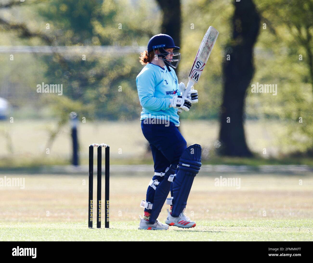 CHIGWELL, United Kingdom, MAY 01:Scarlett Hughes of Essex Women  during Women London Championship between Essex CCC and Kent CCC at Chigwell School, C Stock Photo