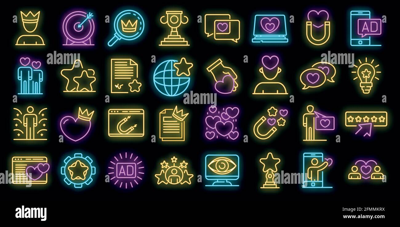Engaging content icons set. Outline set of engaging content vector ...