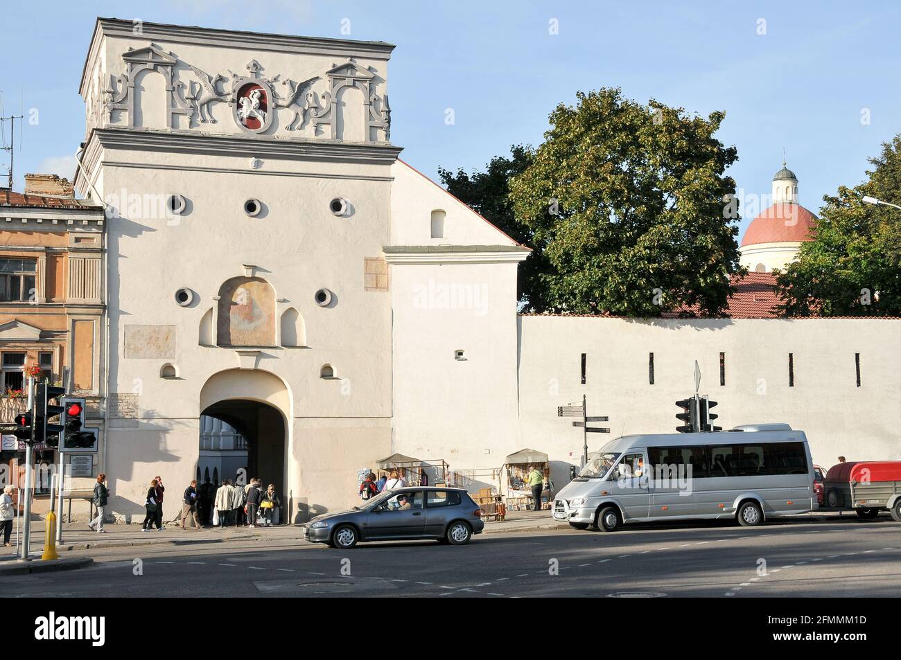 Aušros vartai (Gate of Dawn) or Ostra Brama in Polish with chapel of Our Lady of the Gate of Dawn with The icon of Our Lady of the Gate of Dawn (Matka Stock Photo