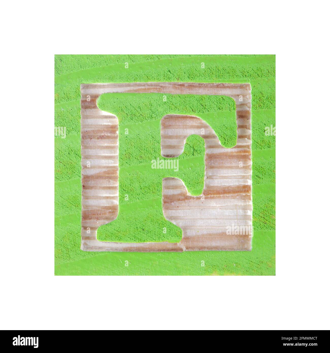 Letter F childs wood block on white with clipping path Stock Photo